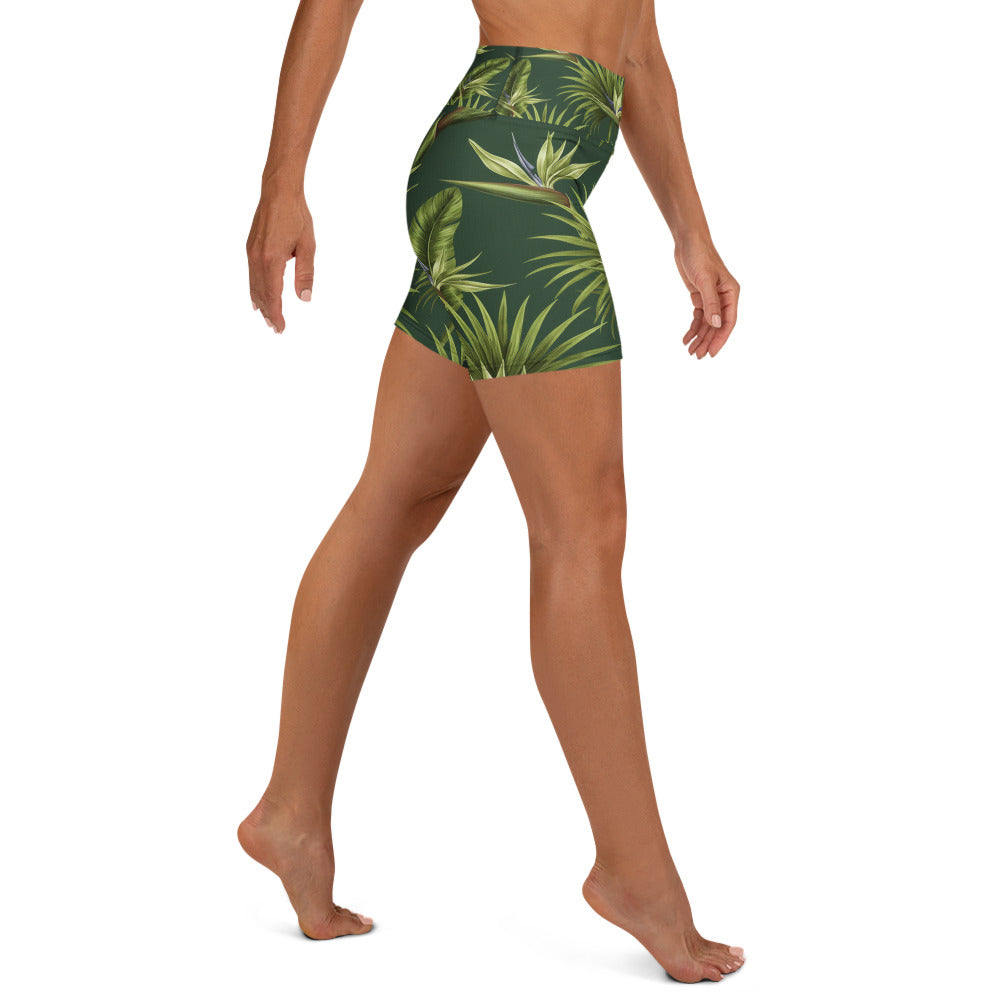 Tropical Palm Grove Yoga Shorts | GearBunch