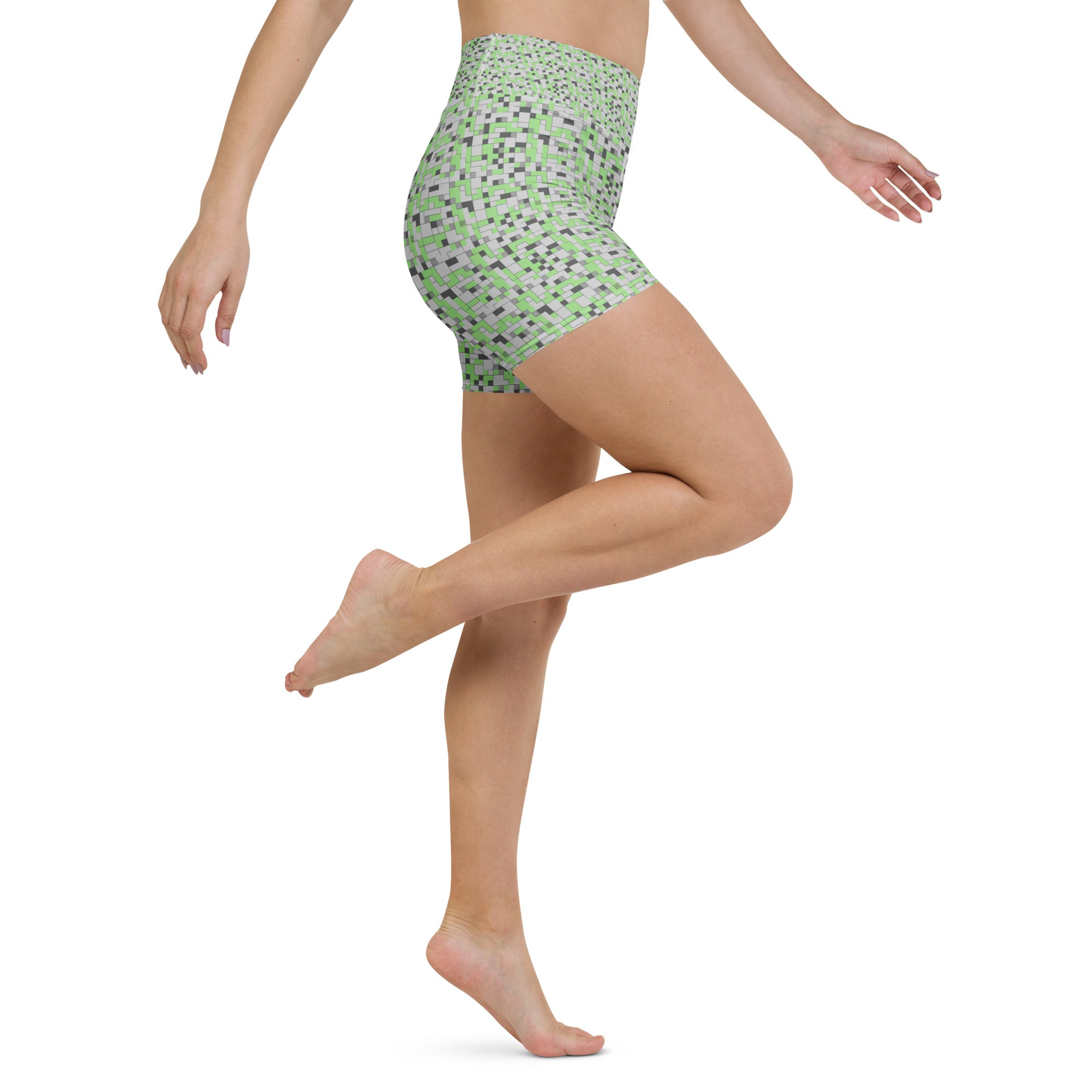 Small Blocks Geometric Yoga Shorts | GearBunch