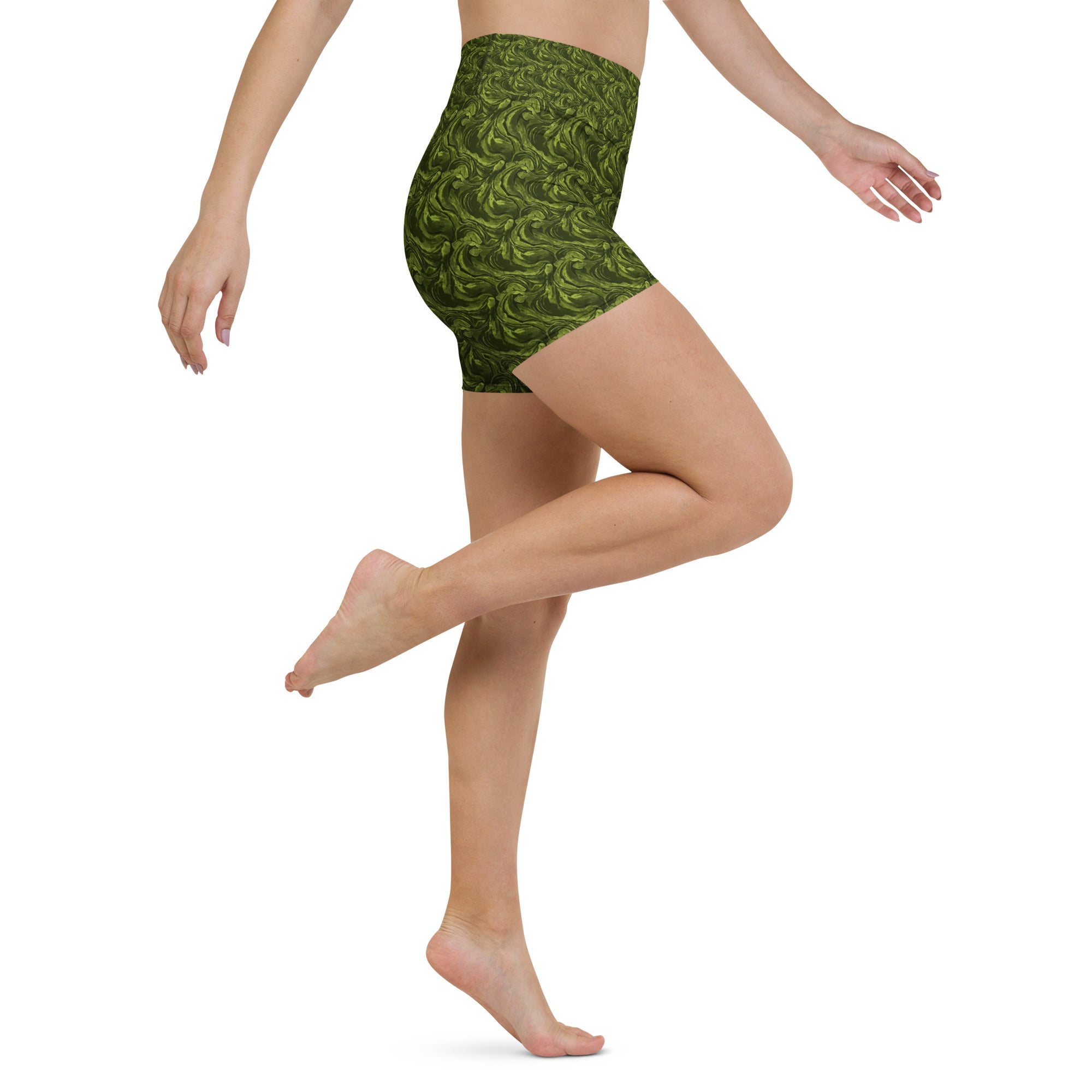 Olive Green Velvet Yoga Shorts | GearBunch