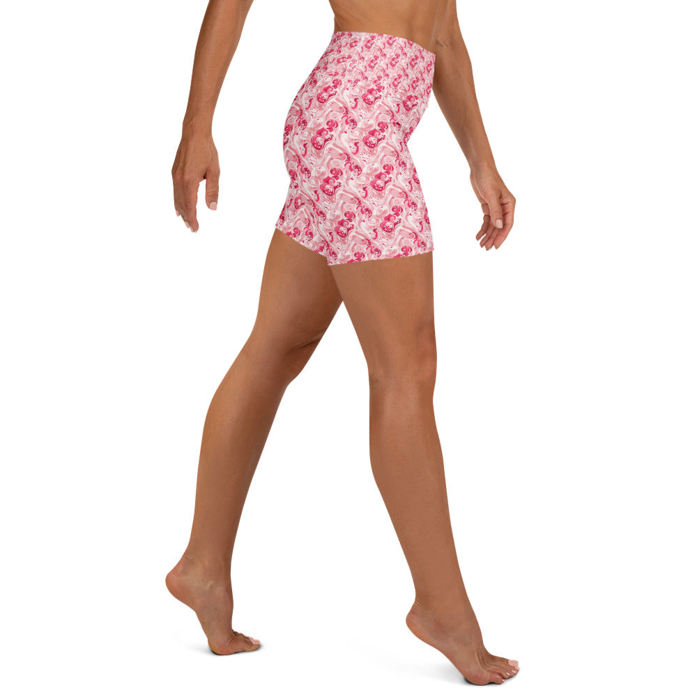 Cherry Strawberry Cream Yoga Shorts | GearBunch
