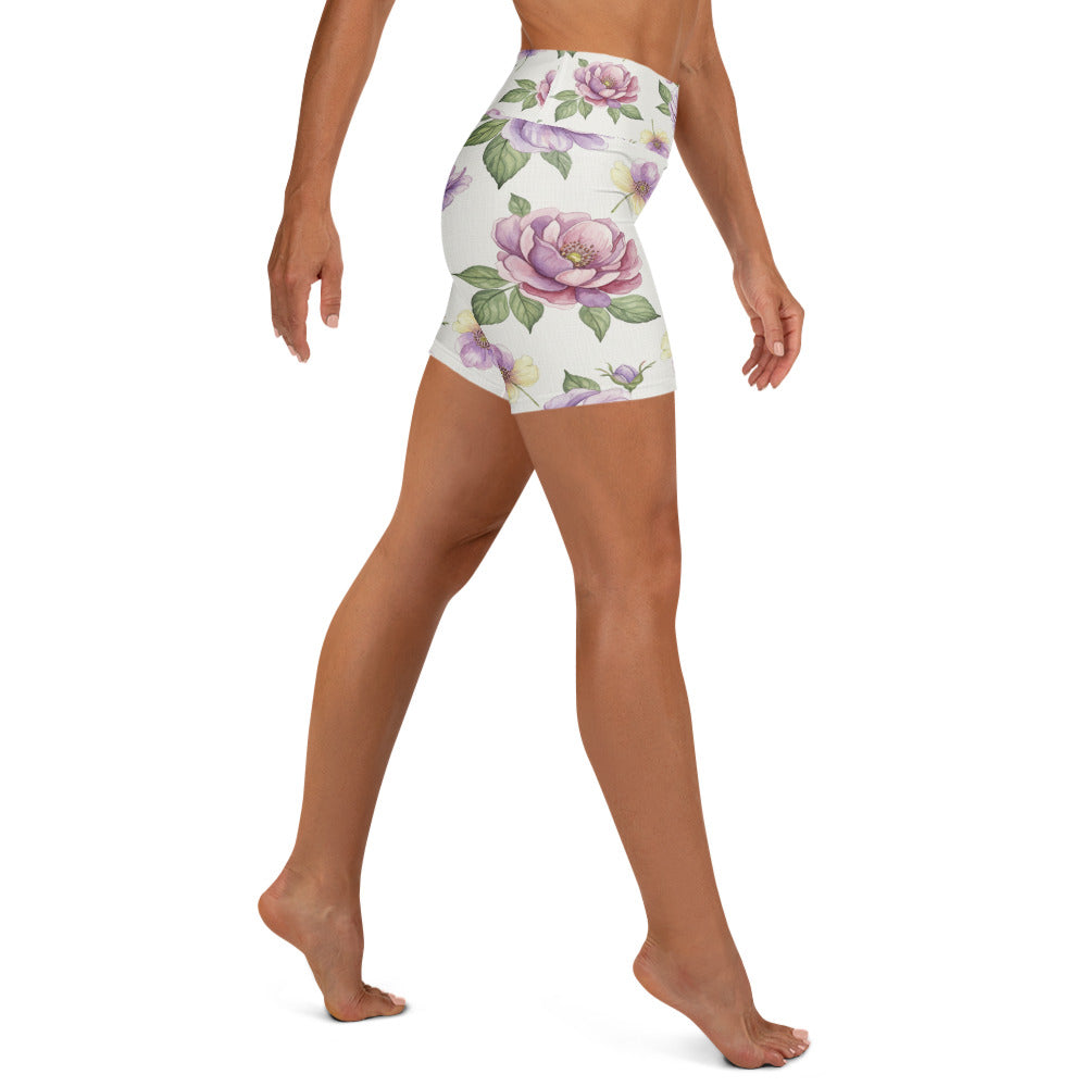 Watercolour Wildflowers Yoga Shorts | GearBunch