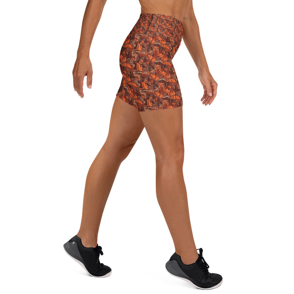 Broken Desert Landscape Yoga Shorts | GearBunch