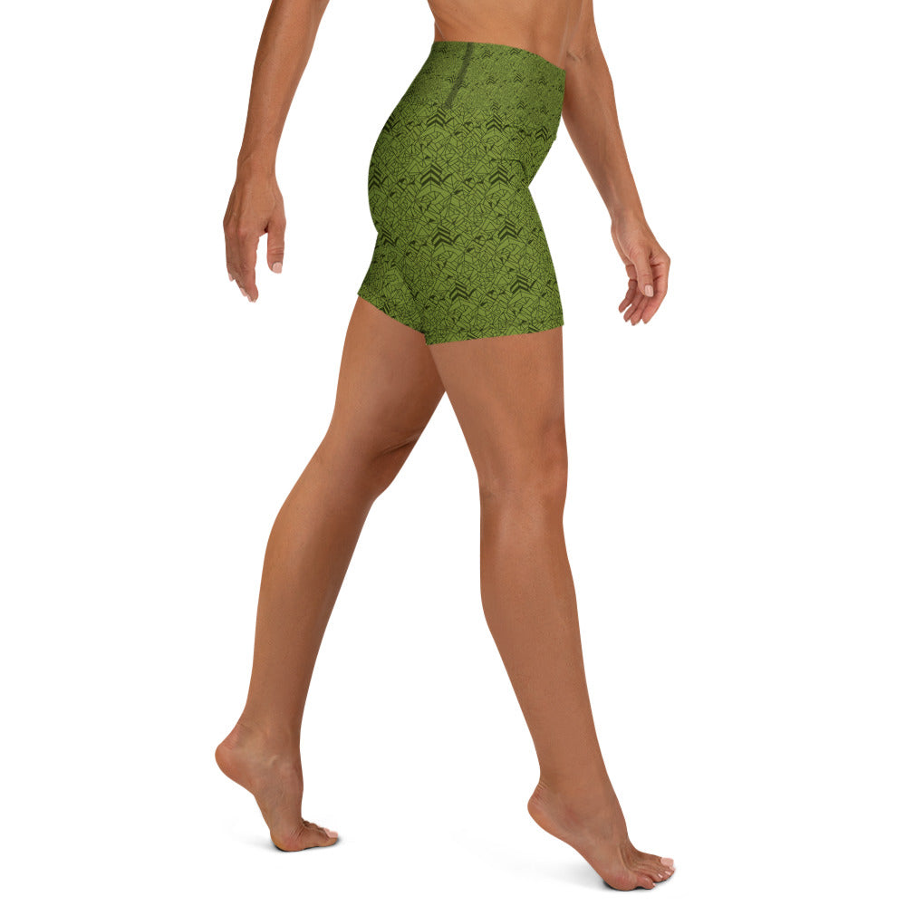 Velvet Olive Green Yoga Shorts | GearBunch