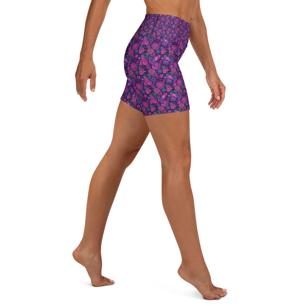 Hummingbird Divination Art Yoga Shorts | GearBunch