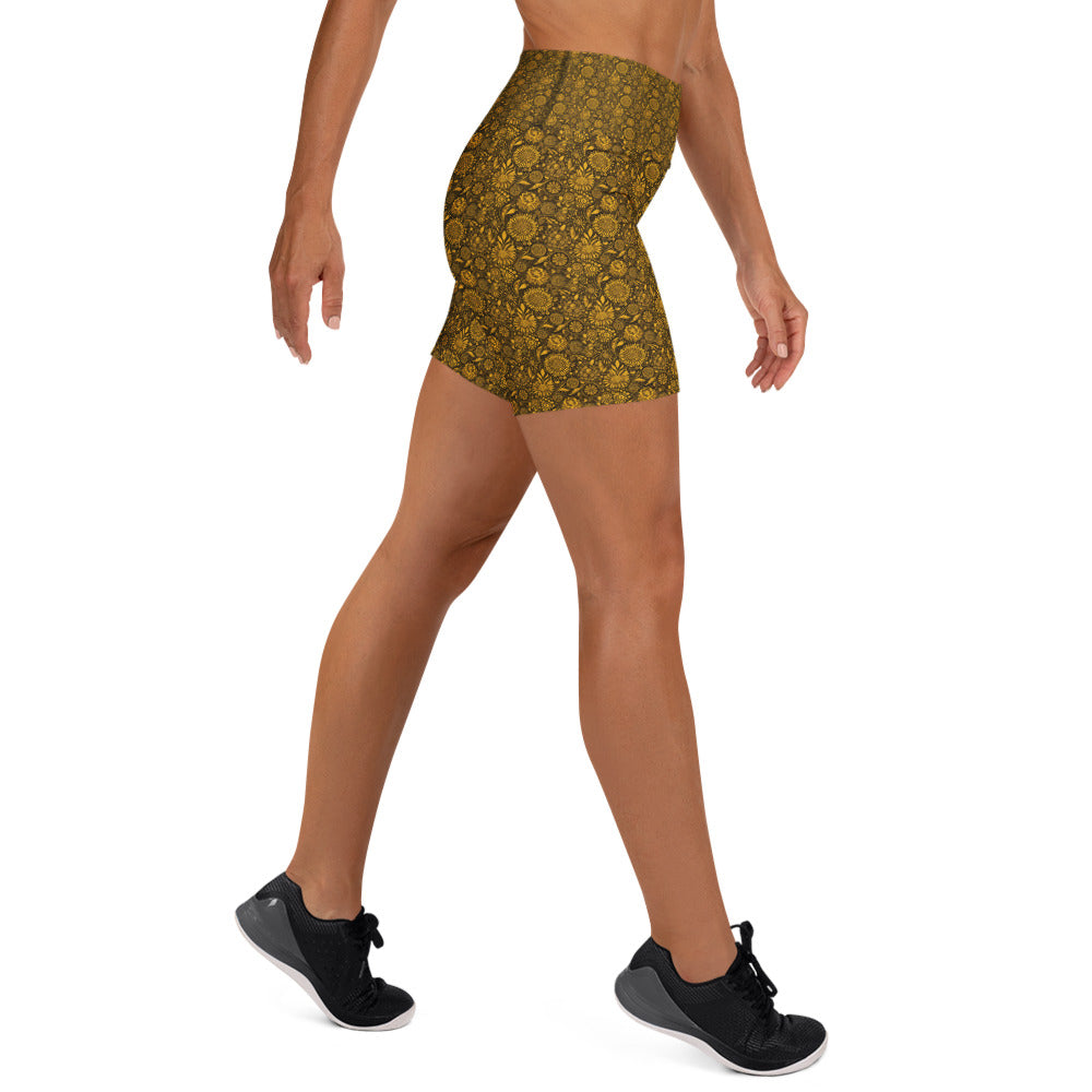 Gustav Klimt Floral Yoga Shorts | GearBunch