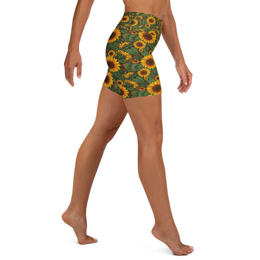 Sunflower Cross Yoga Shorts | GearBunch