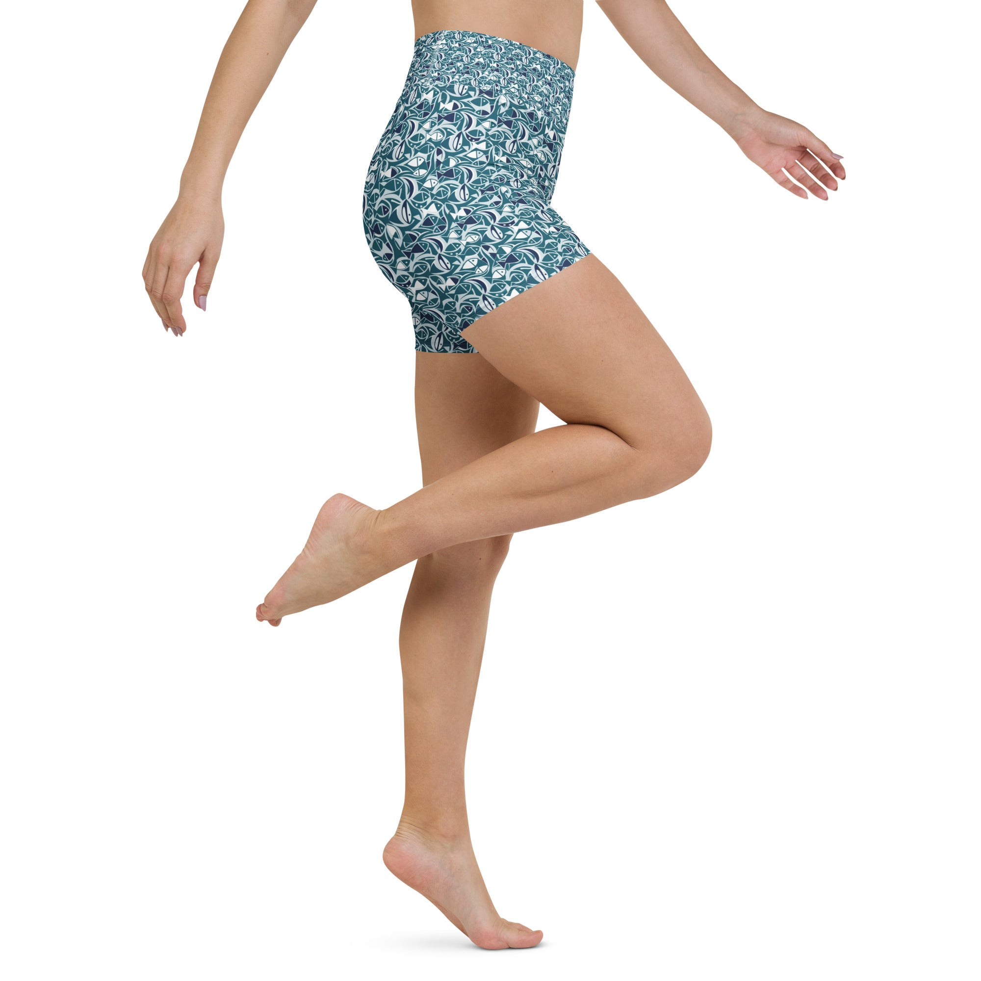 Ichthys Fish and Waves Yoga Shorts | GearBunch