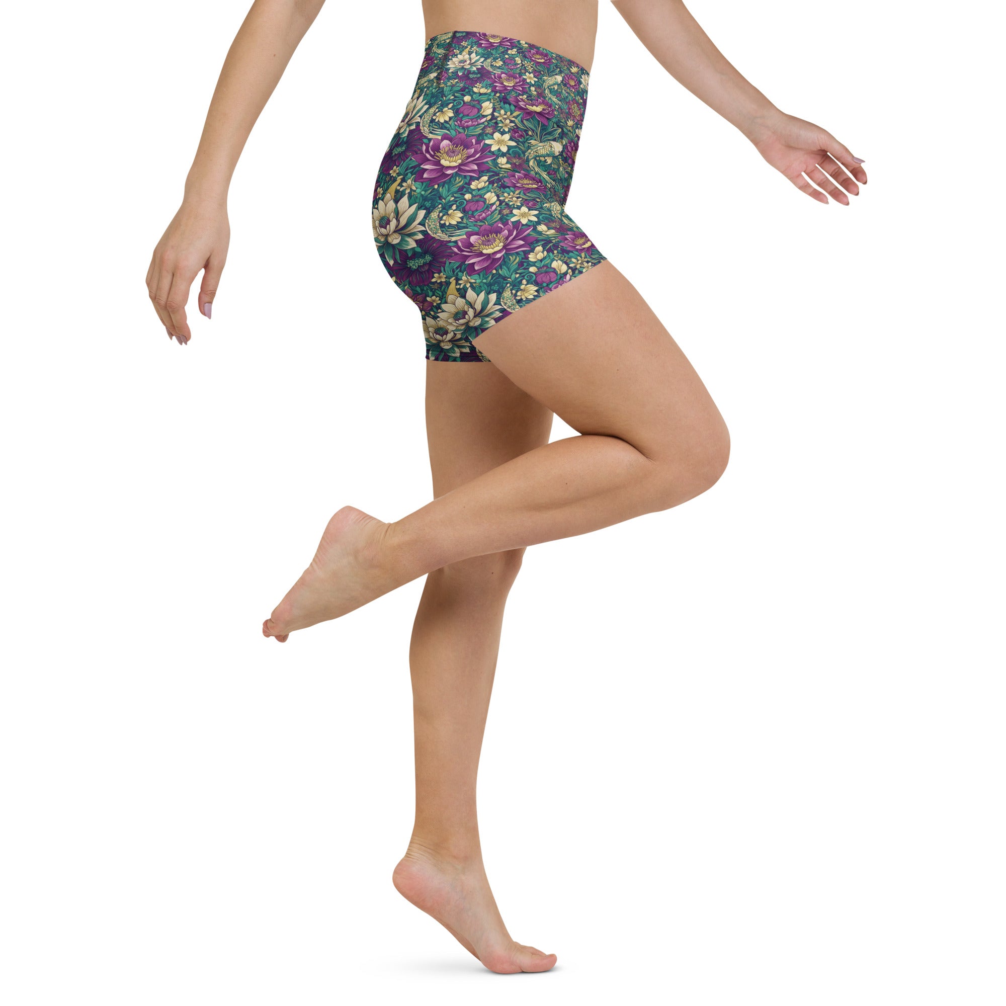 Pisces Koi Floral Yoga Shorts | GearBunch