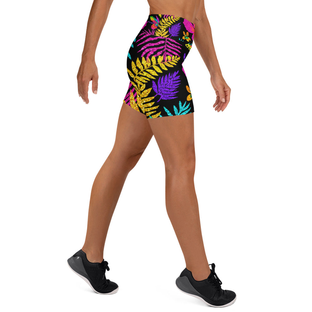 Rainbow Tropical Yoga Shorts | GearBunch