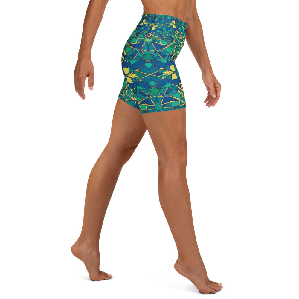 Zellige Peacock Yoga Shorts | GearBunch