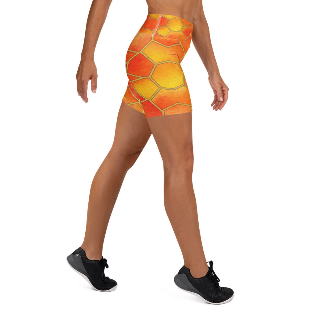 Sunset Blaze Yoga Shorts | GearBunch