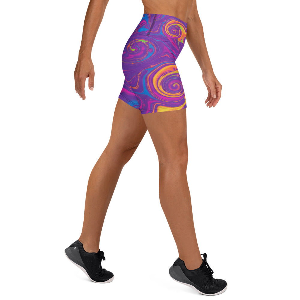 Liquid Marble Neon Yoga Shorts | GearBunch