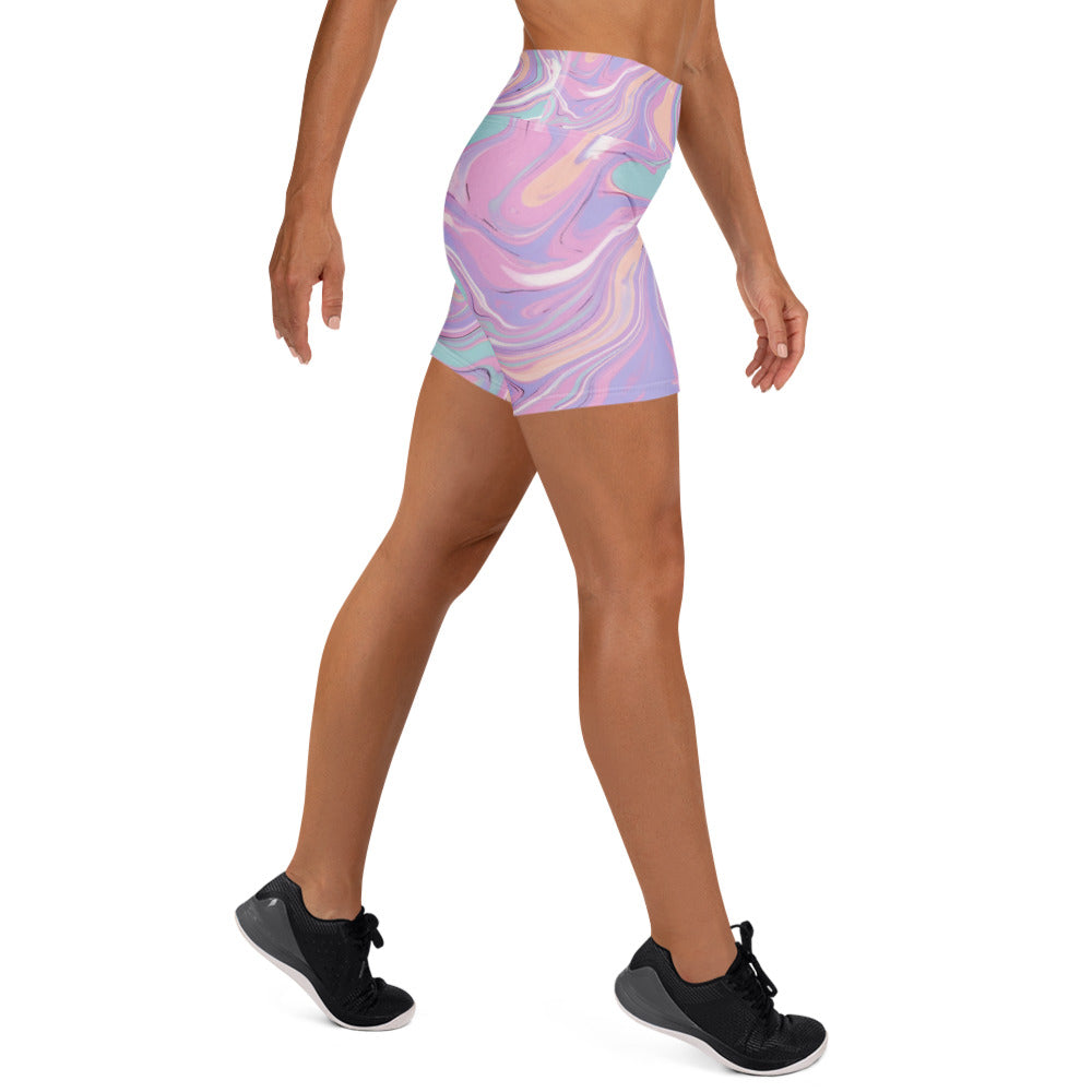 Liquid Marble Cotton Candy Yoga Shorts | GearBunch