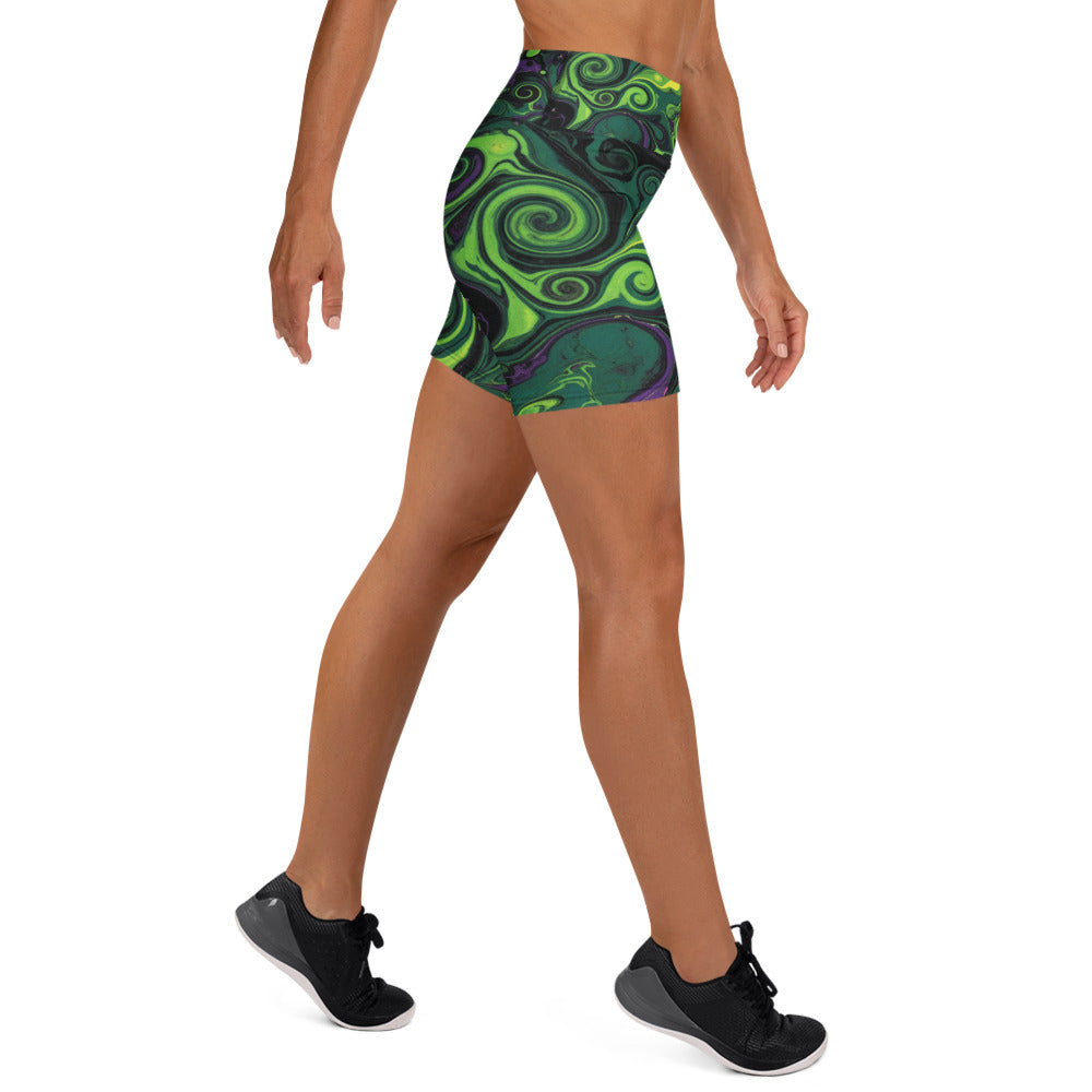 Liquid Marble Toxic Slime Yoga Shorts | GearBunch