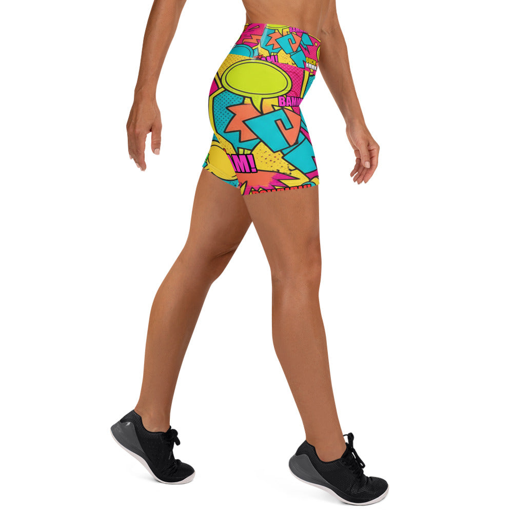 Comic Pop Tropical Yoga Shorts | GearBunch