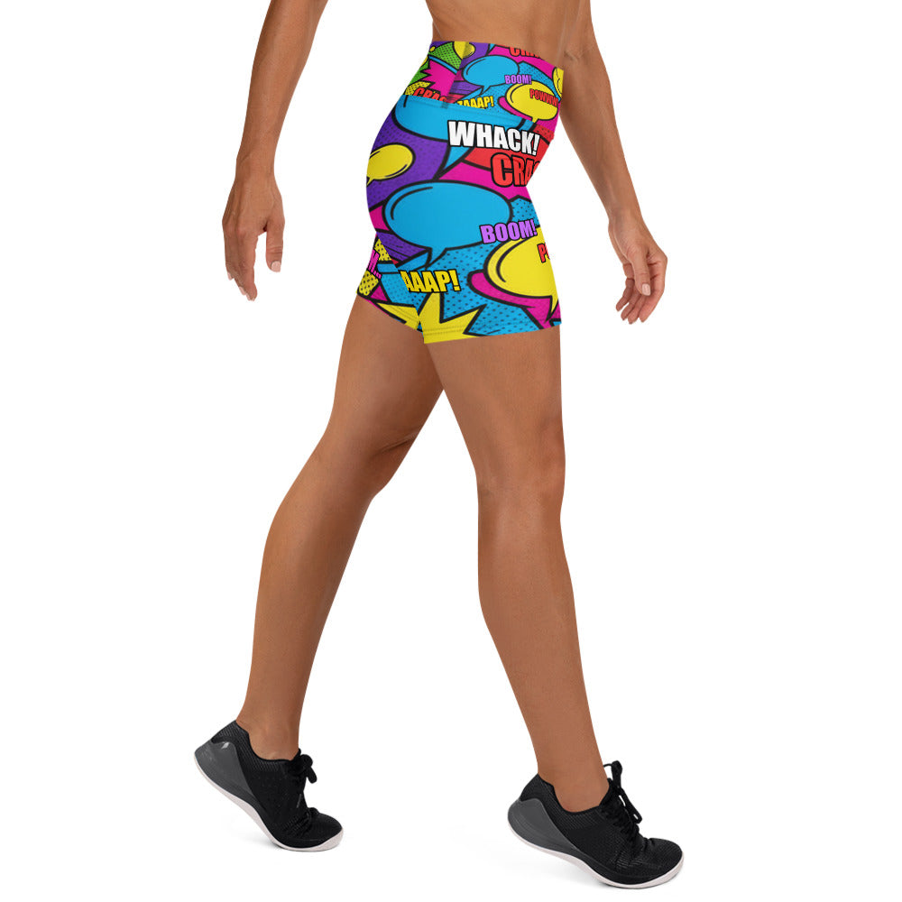 Comic Strip Retro Sunday Yoga Shorts | GearBunch