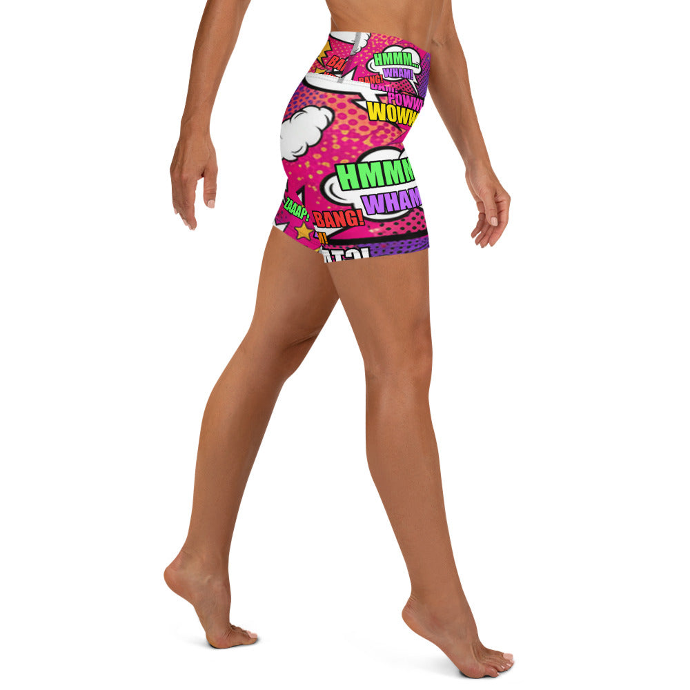 Comic Strip Girl Power Yoga Shorts | GearBunch
