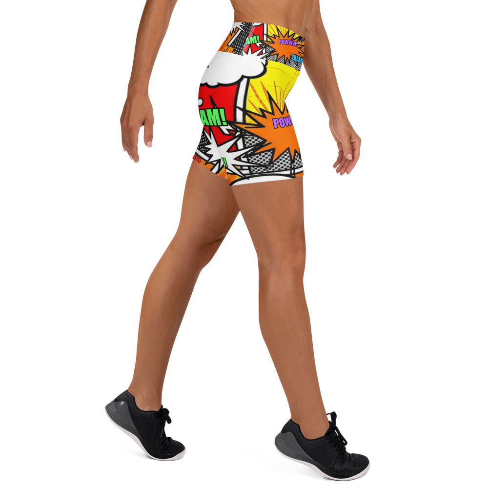 Comic Strip Boom Town Yoga Shorts | GearBunch
