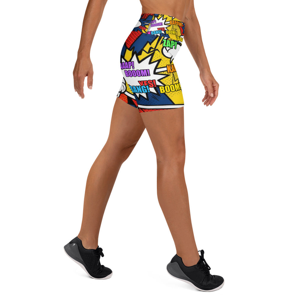 Comic Strip Thunder Punch Yoga Shorts | GearBunch