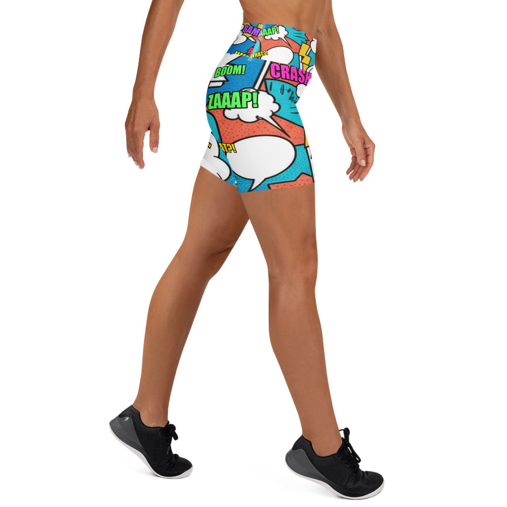 Comic Strip Surf Kapow Yoga Shorts | GearBunch