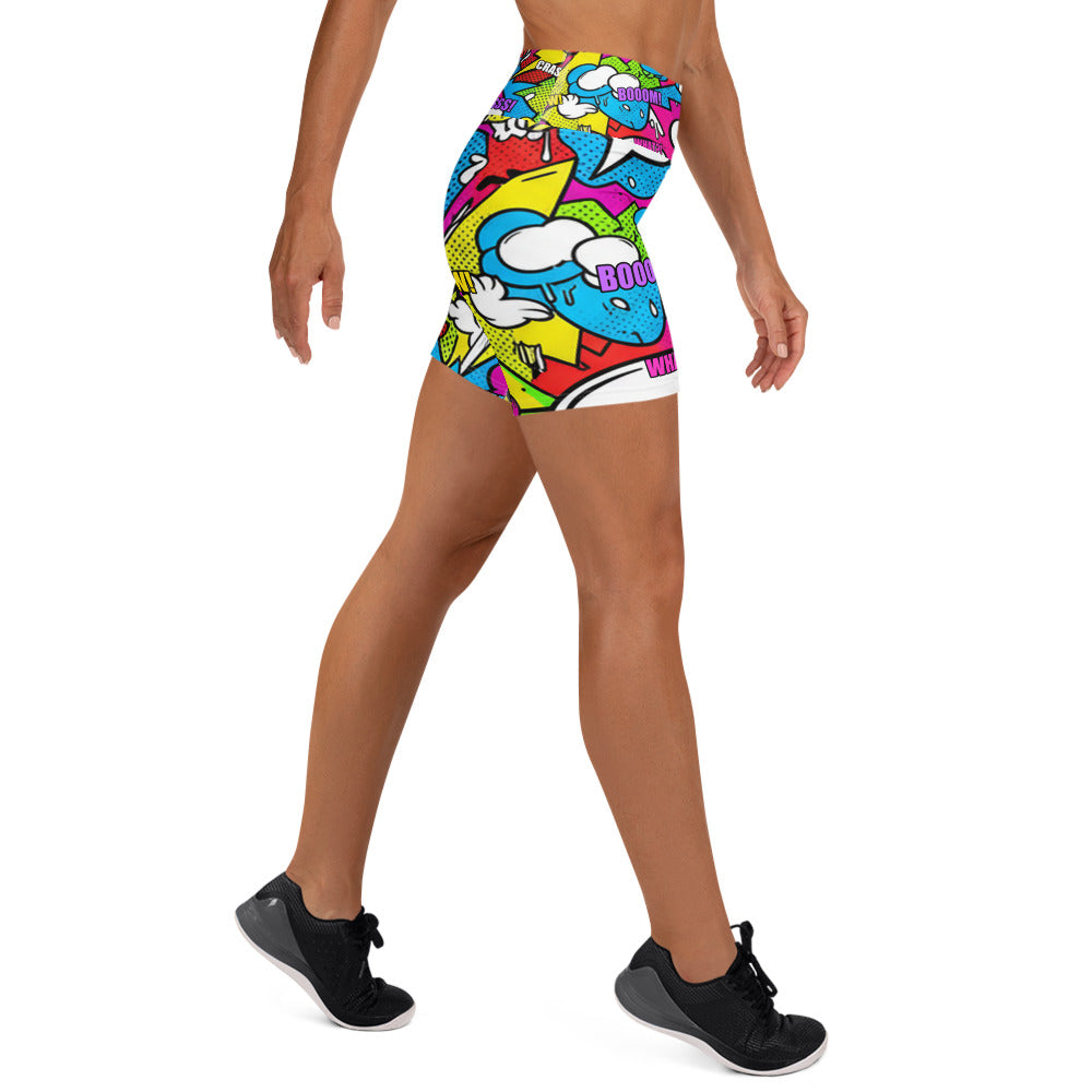 Comic Strip Graffiti Street Yoga Shorts | GearBunch
