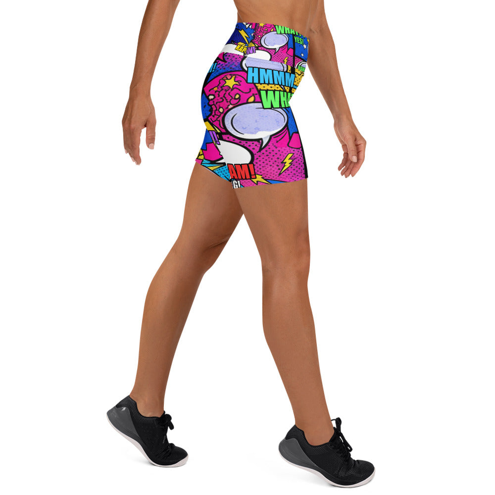 Comic Strip Cosmic Boom Yoga Shorts | GearBunch