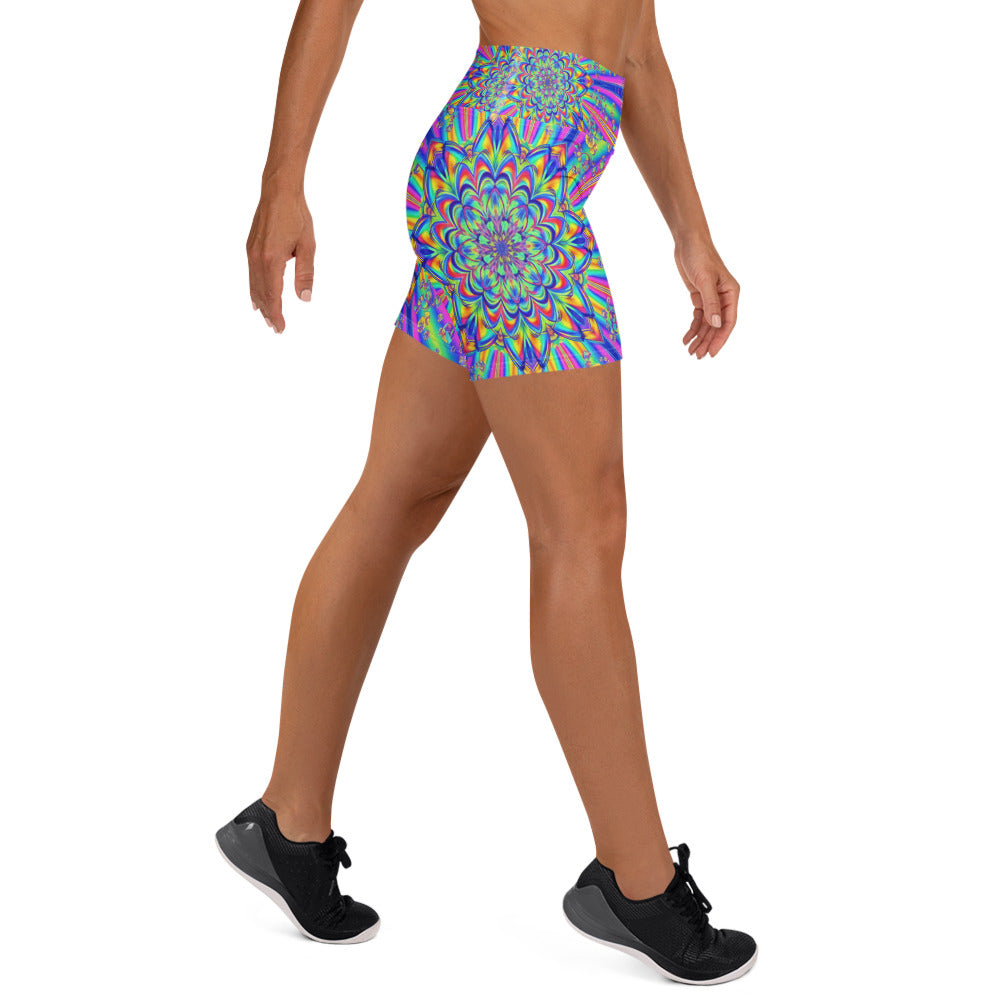 Psychedelic Chrome Spectrum Yoga Shorts | GearBunch