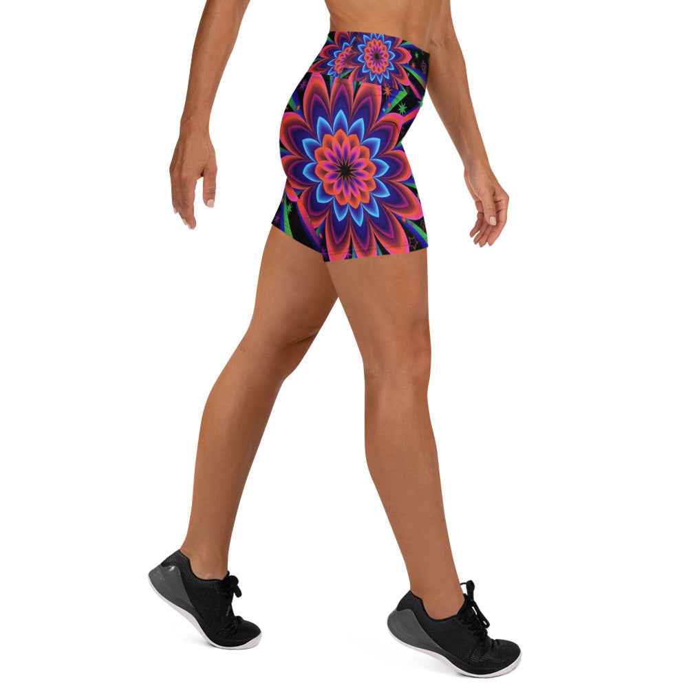 Psychedelic Blacklight Yoga Shorts | GearBunch