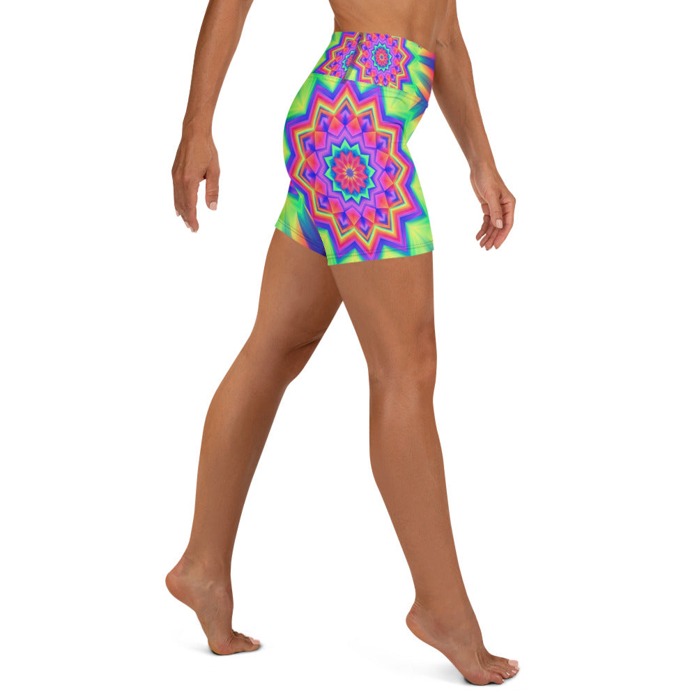 Psychedelic Starburst Prism Yoga Shorts | GearBunch
