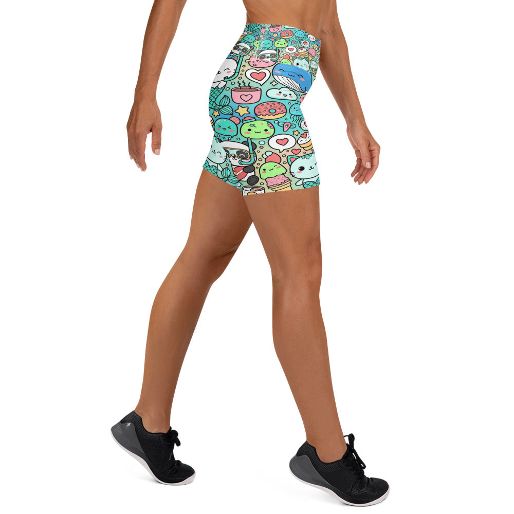 Kawaii Ocean Friends Yoga Shorts | GearBunch