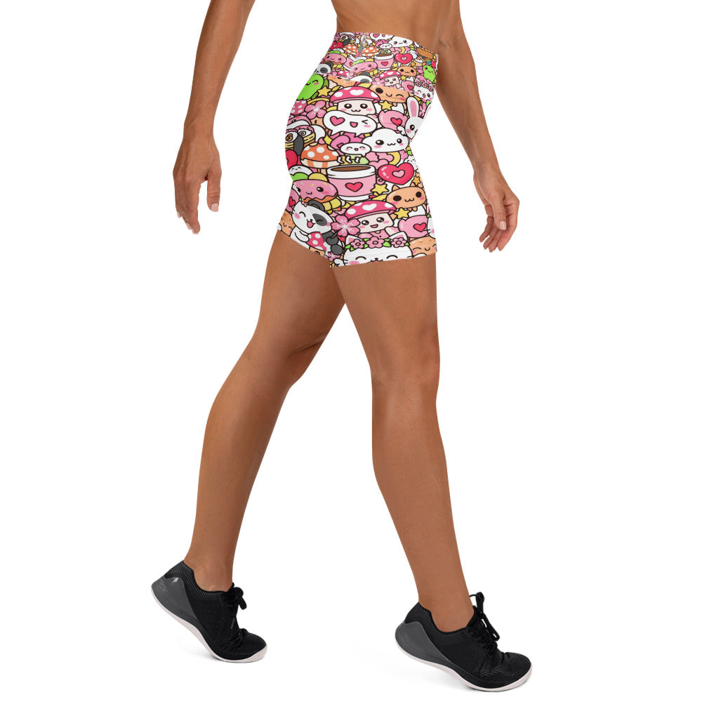 Kawaii Sakura Picnic Yoga Shorts | GearBunch
