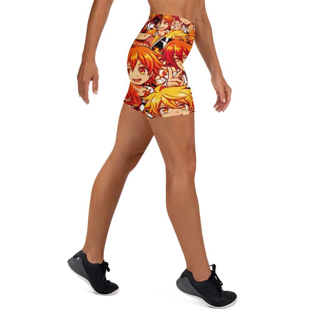 Anime Collage Fire Spirit Yoga Shorts | GearBunch