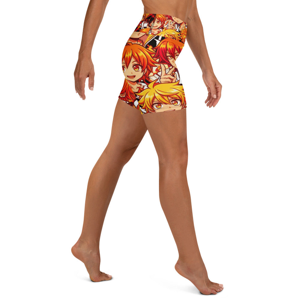 Anime Collage Fire Spirit Yoga Shorts | GearBunch