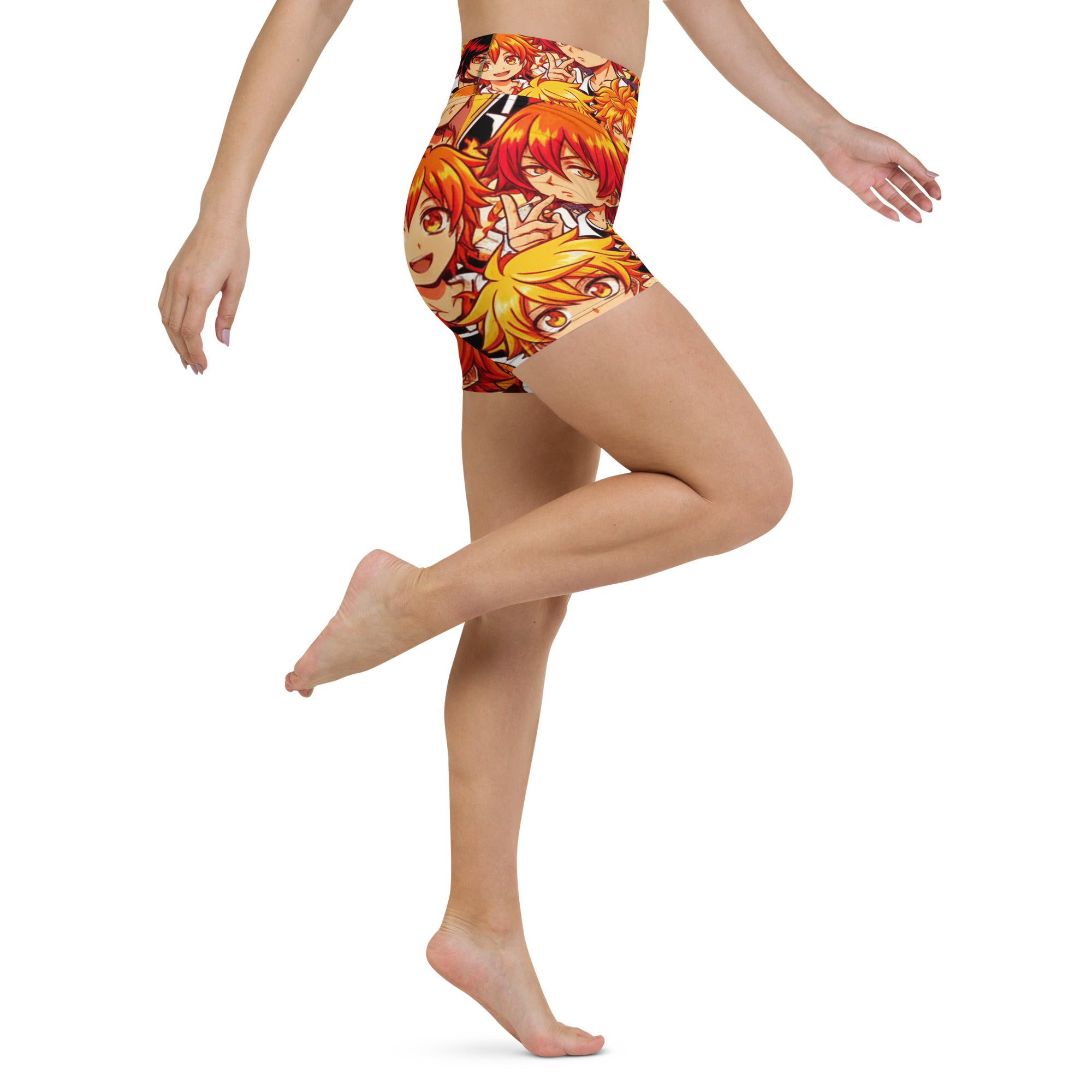 Anime Collage Fire Spirit Yoga Shorts | GearBunch