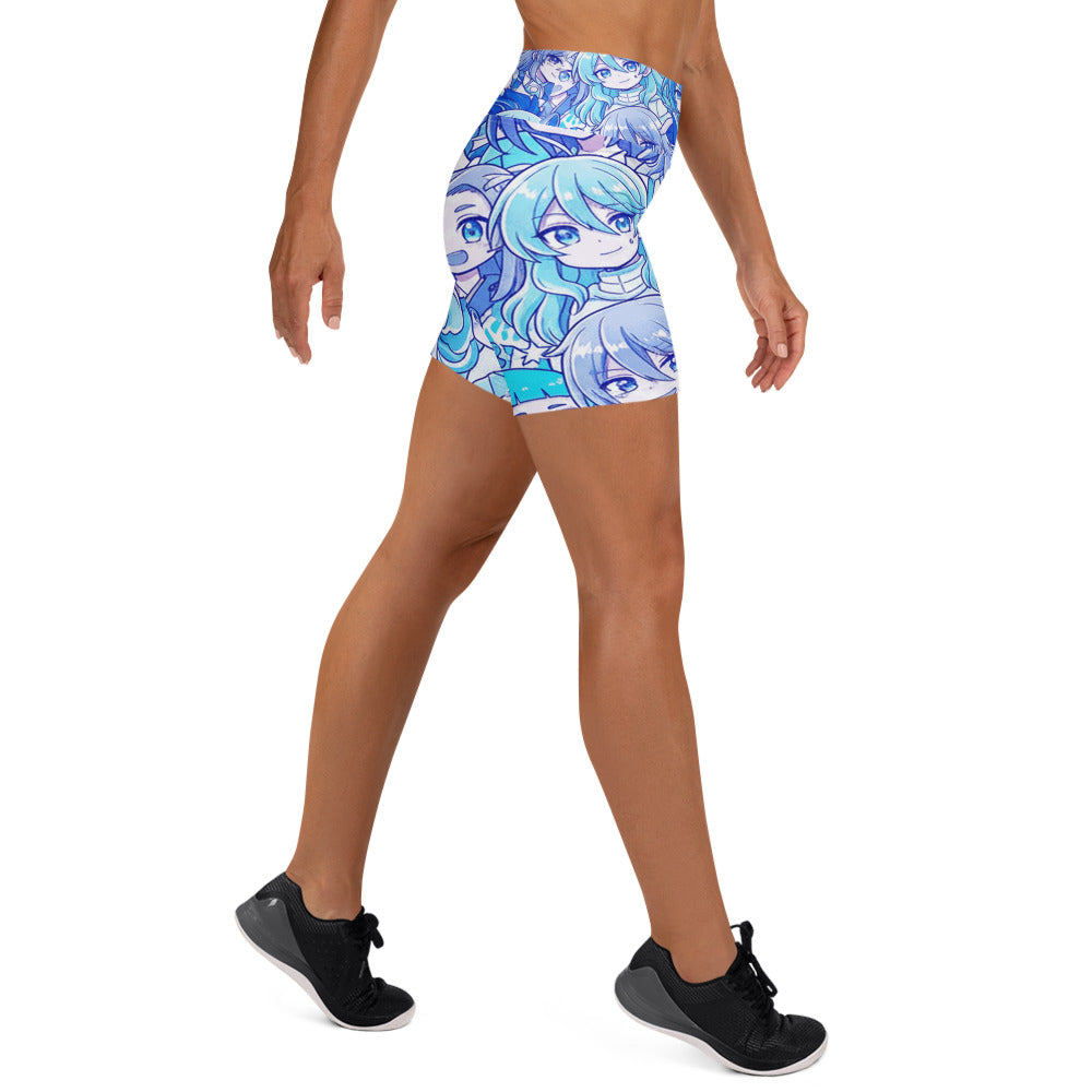 Anime Collage Ice Kingdom Yoga Shorts | GearBunch