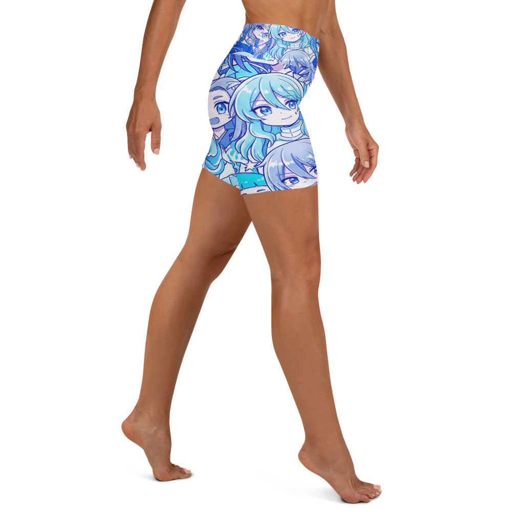 Anime Collage Ice Kingdom Yoga Shorts | GearBunch