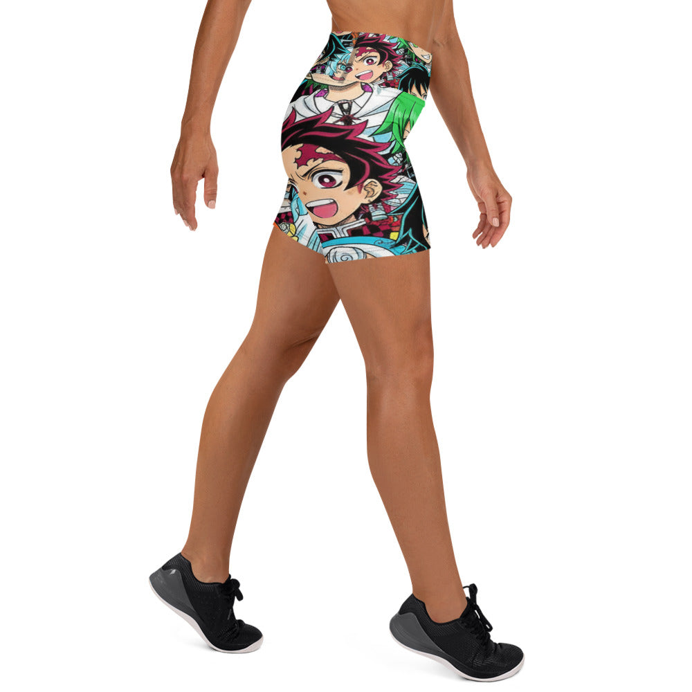 Anime Collage Demon Slayer Style Yoga Shorts | GearBunch