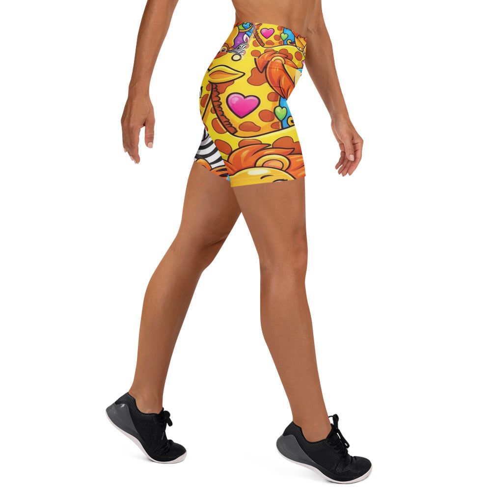 Vibrant Jungle Safari Yoga Shorts | GearBunch