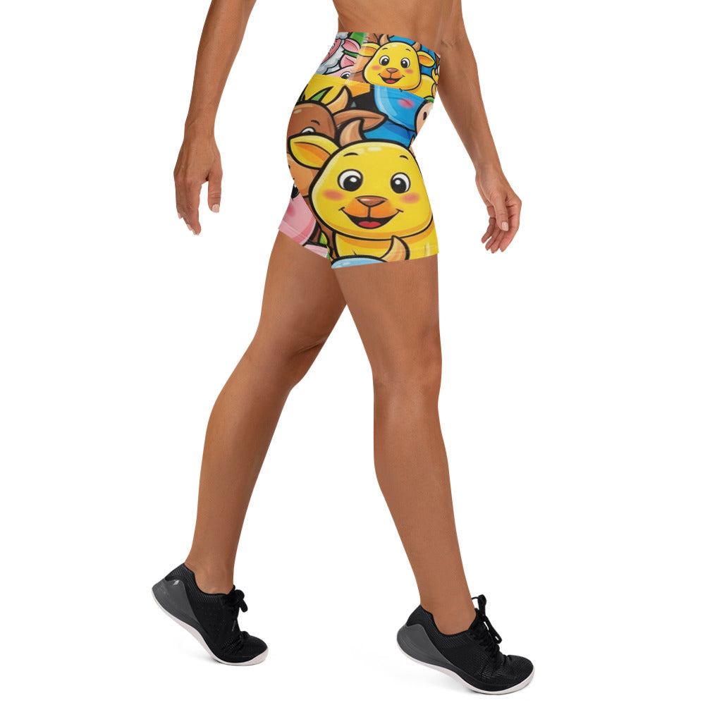 Vibrant Farm Animals Yoga Shorts | GearBunch