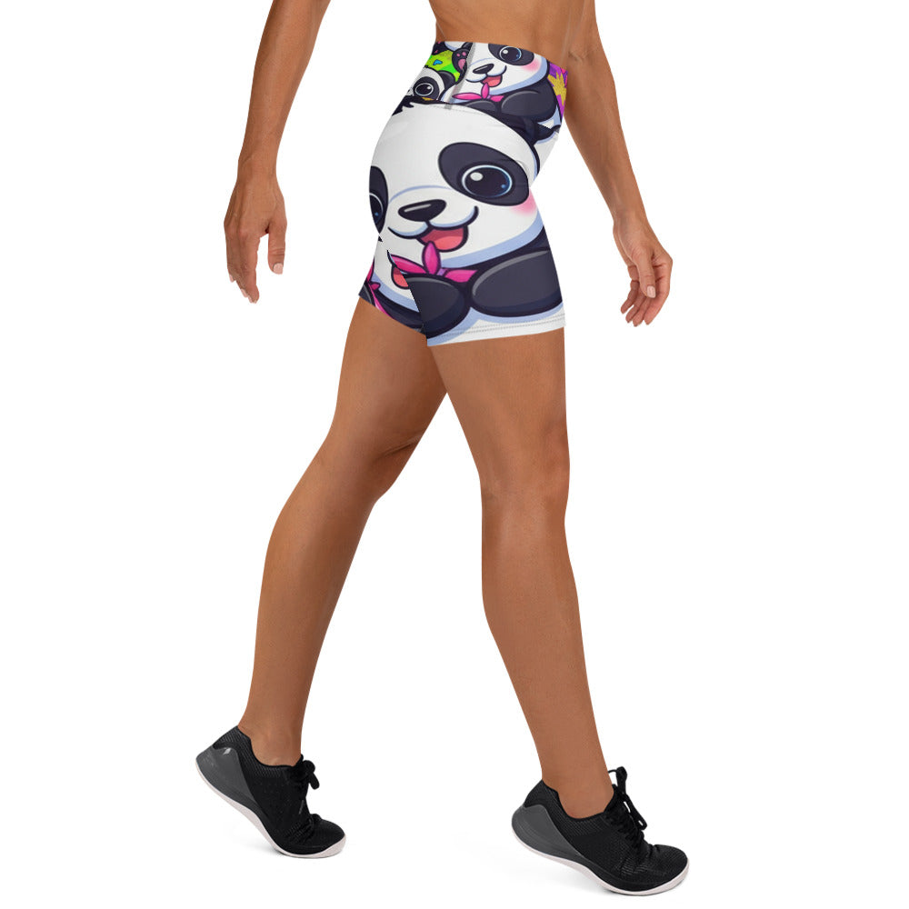 Vibrant Panda Party Yoga Shorts | GearBunch