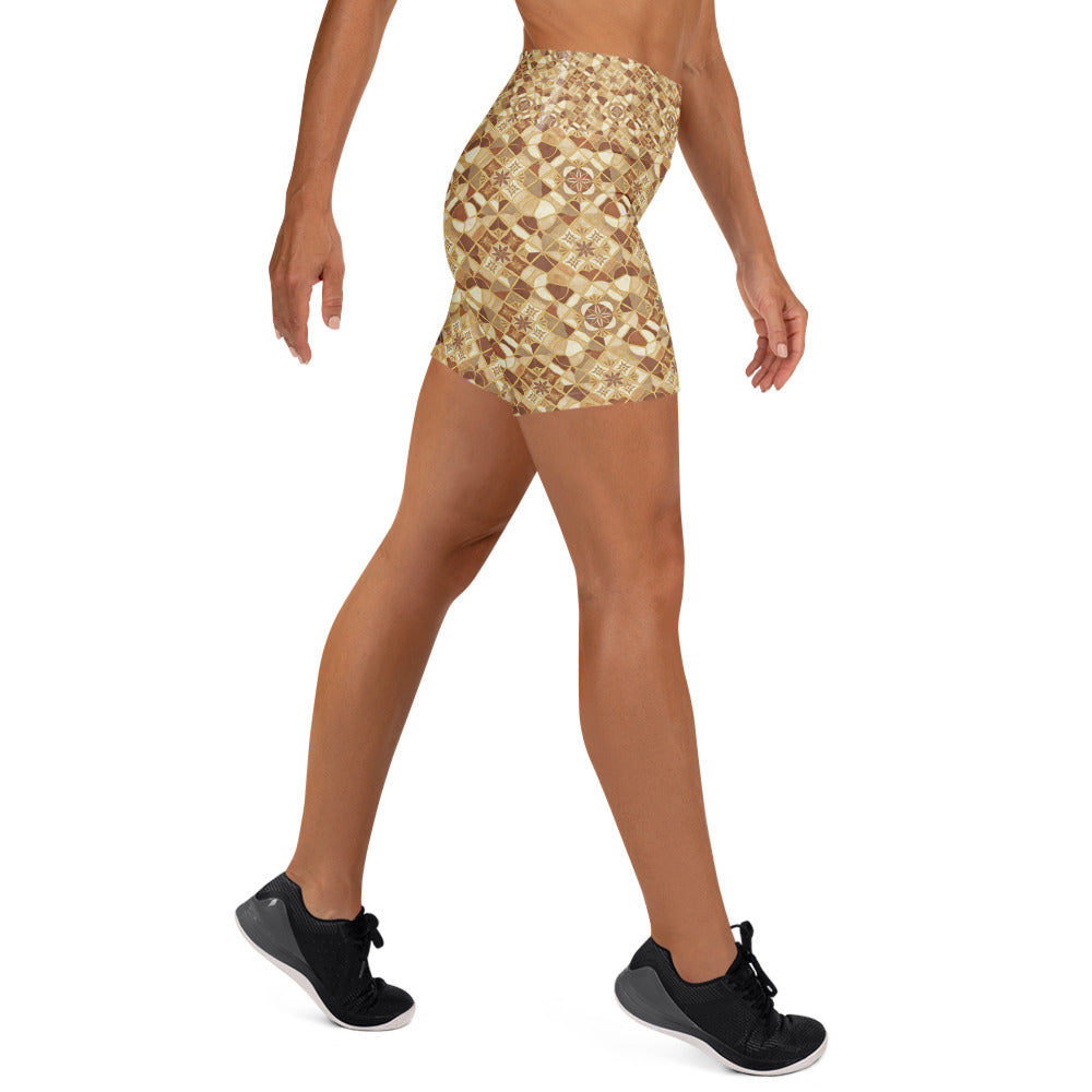 Jerusalem Stone Mosaic Yoga Shorts | GearBunch