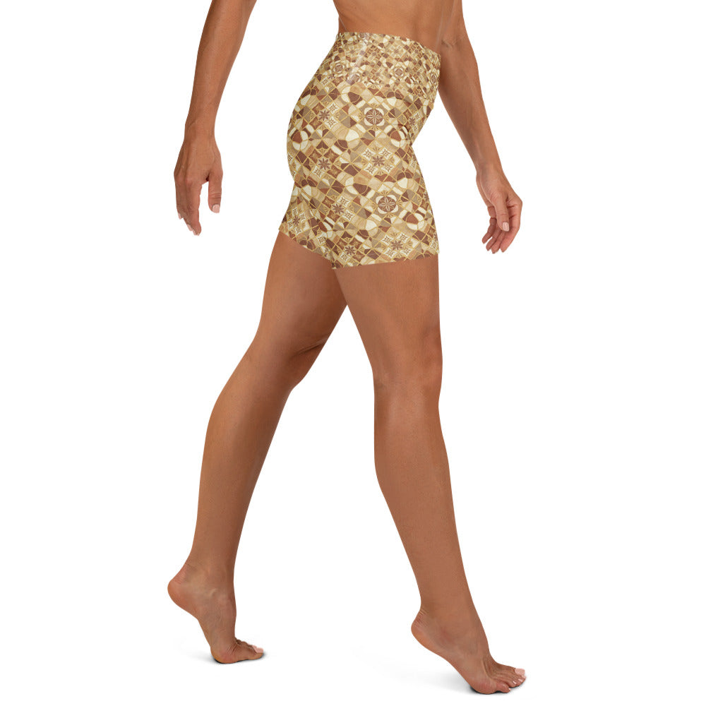 Jerusalem Stone Mosaic Yoga Shorts | GearBunch
