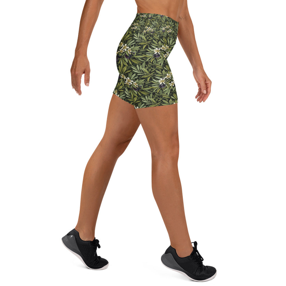 Olive Branch Botanical Yoga Shorts | GearBunch