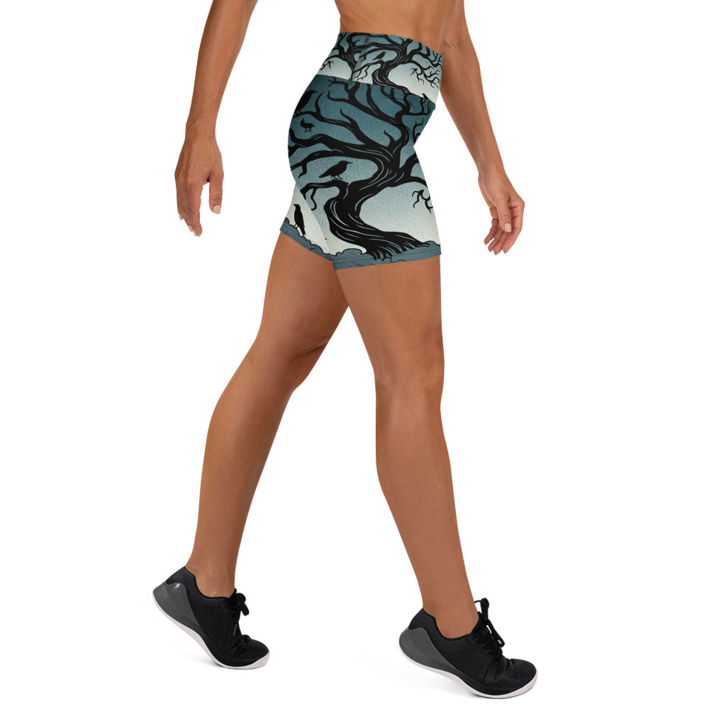Haunted Forest Silhouette Yoga Shorts | GearBunch