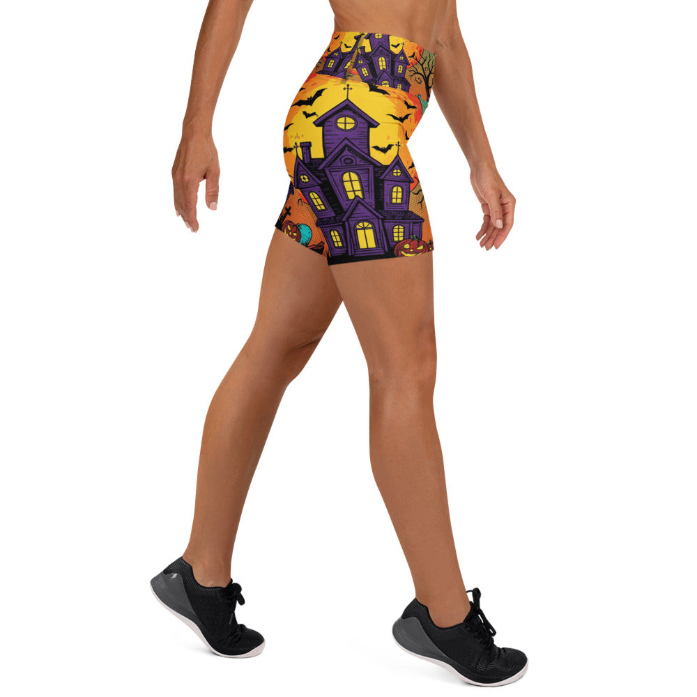 Haunted Manor Twilight Yoga Shorts | GearBunch