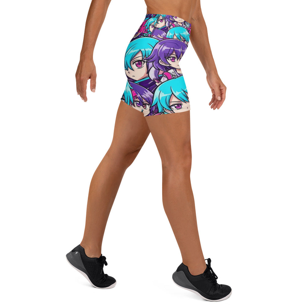 Anime Collage Cyberpunk Yoga Shorts | GearBunch