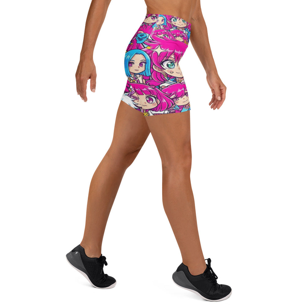 Anime Collage Pop Idol Yoga Shorts | GearBunch