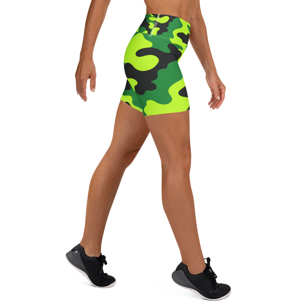 Neon Camo Yoga Shorts | GearBunch