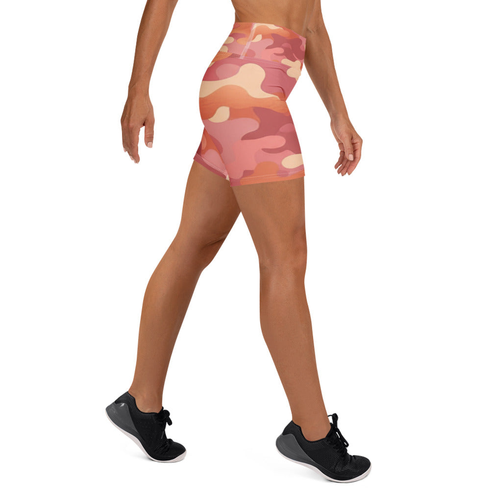 Rose Gold Camo Yoga Shorts | GearBunch