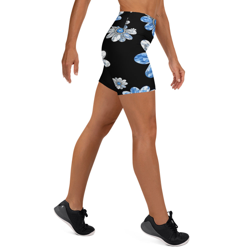 Silver Daisy Yoga Shorts | GearBunch
